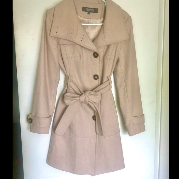 Kenneth Cole Beige-Light Tan Wool Trench Coat